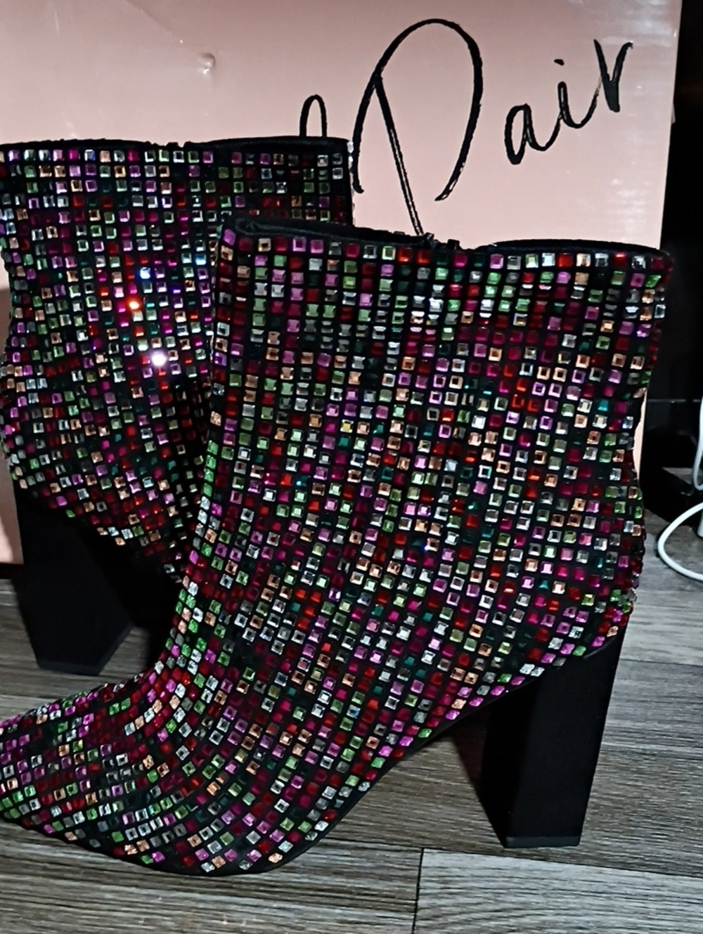 Wild Pair Multicolor Embellished Ankle Booties